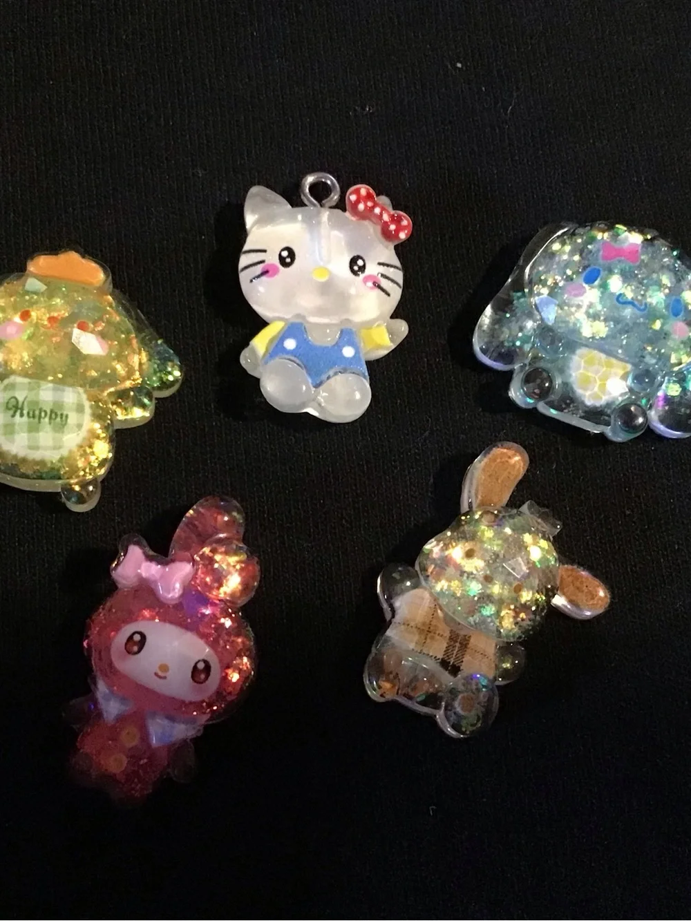 Cute Sparkle Character Resin mini magnet set - Multicolor